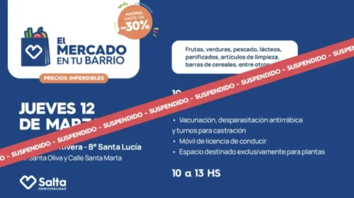 Suspenden la edición de “Mercado en tu Barrio” prevista para este jueves en barrio Santa Lucía