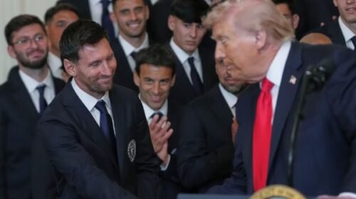 La broma que De Paul le hizo a Donald Trump con Messi presente en la visita de Inter Miami a la Casa Blanca