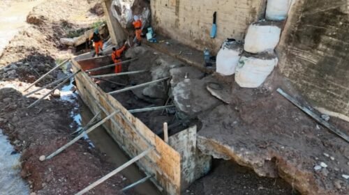 Continúan los trabajos de protección del puente de la RP 5 sobre el arroyo Las Hacheras