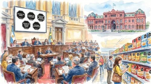 Cruces por el Etiquetado Frontal: la oposición acusa al Gobierno de intentar derogar la ley para reactivar el consumo