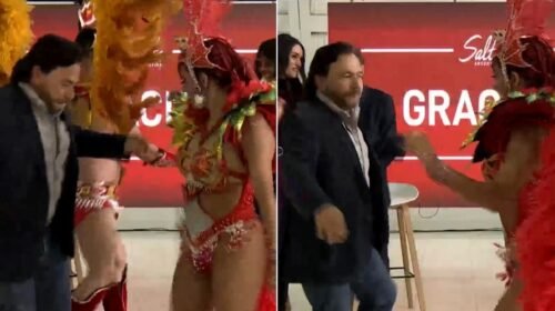 El garoto Sáenz sorprendio con un baile tras anunciar una nueva conexión aérea entre Salta y Río de Janeiro