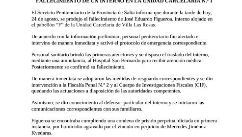 Murió José Figueroa, el femicida de Mercedes Kvedaras